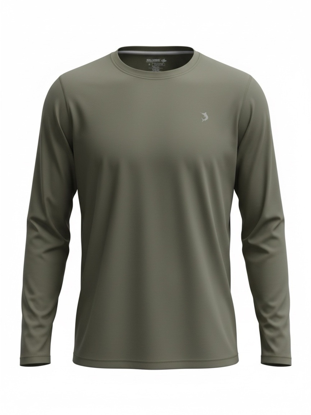Reel Legends Men's Freeline Long Sleeve Fishing Shirt Green Crew Neck